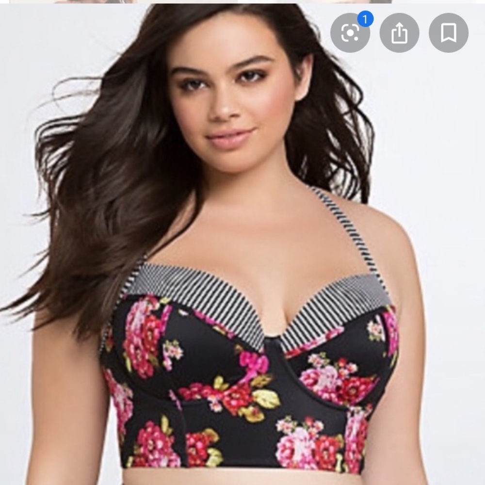 Size 4 Torrid striped floral bikini top